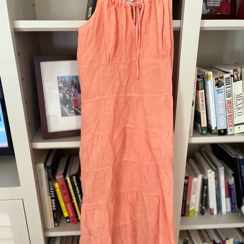 Faded Orange Linen Calypso St Barth Midi-Dress